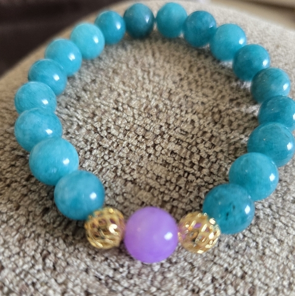 10mm Amazonite Amethyst Bracelet - Picture 5 of 13